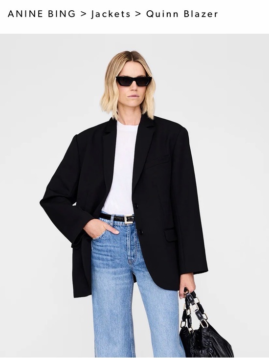 Anine Bing Jackets & Blazers - ANINE BING Black Oversized Quinn Blazer